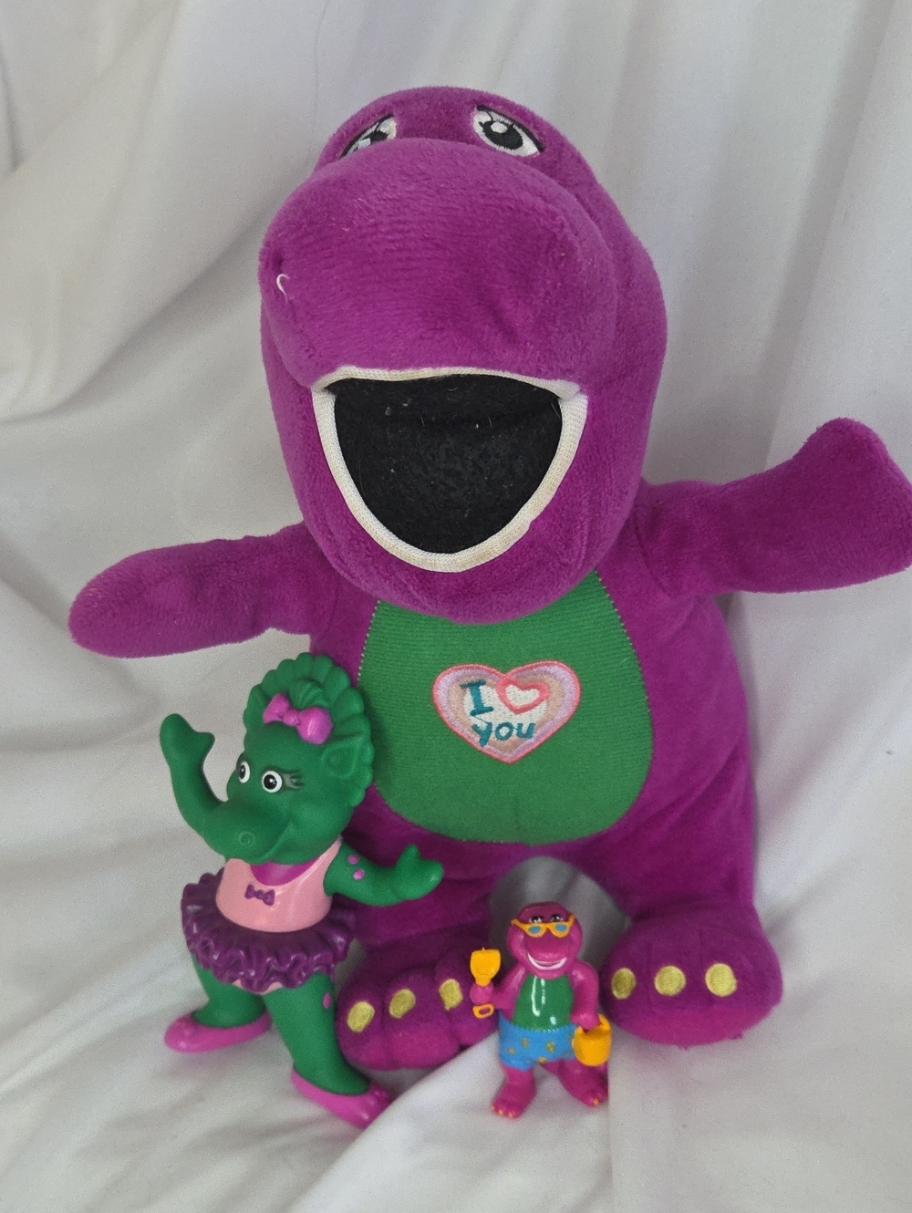 Barney Plush Bebop Figurine And Barney Beach Figure Bundle